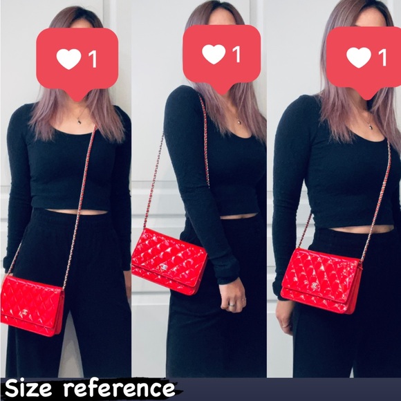 Authentic Chanel red patent calfskin leather Wallet on Chain - Picture 5 of 17